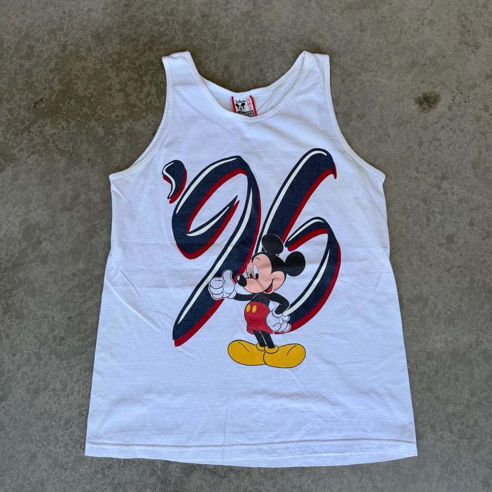 Vintage 1996 Made In USA Disney Designs Mickey Mouse Graphic Tank Top White
